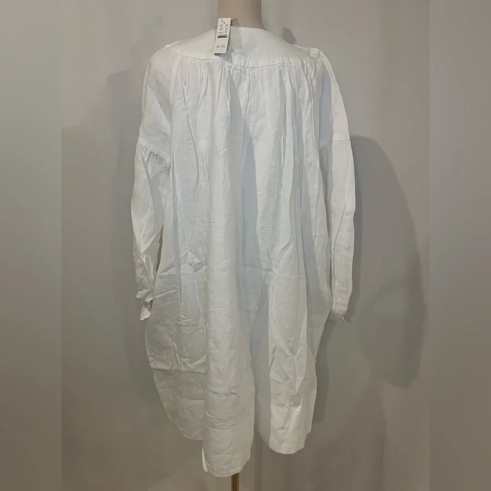 J.Crew Gathered popover dress in linen - Picture 7 of 9